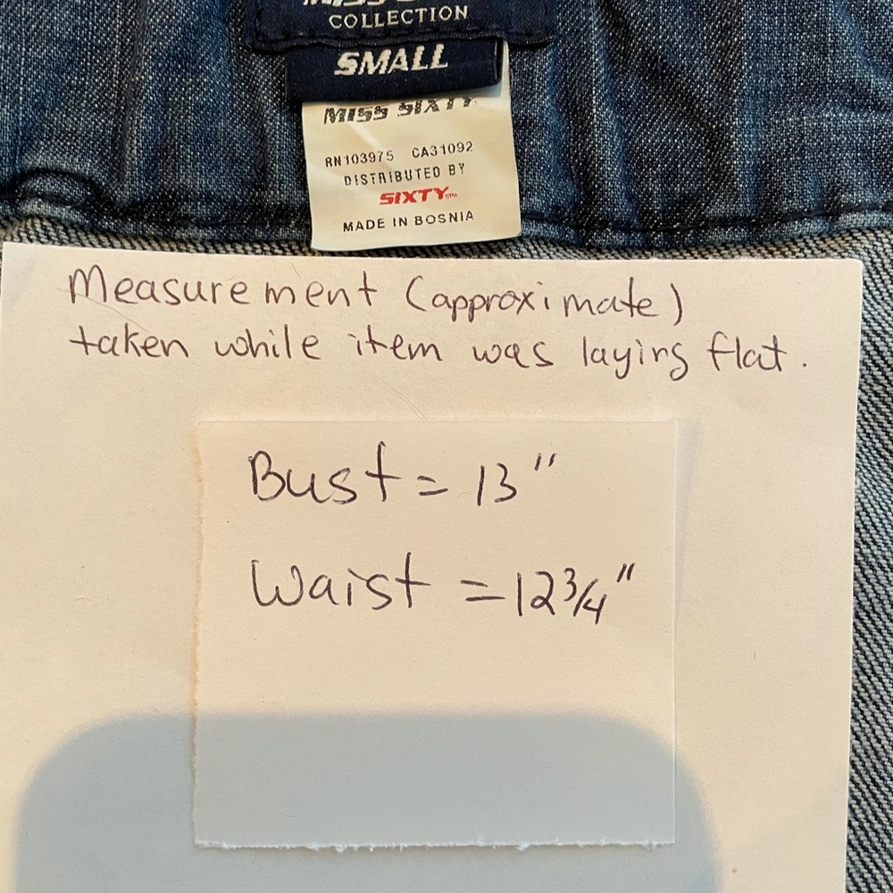 MISS SIXTY blue denim bustier crop top, size small - Picture 10 of 11